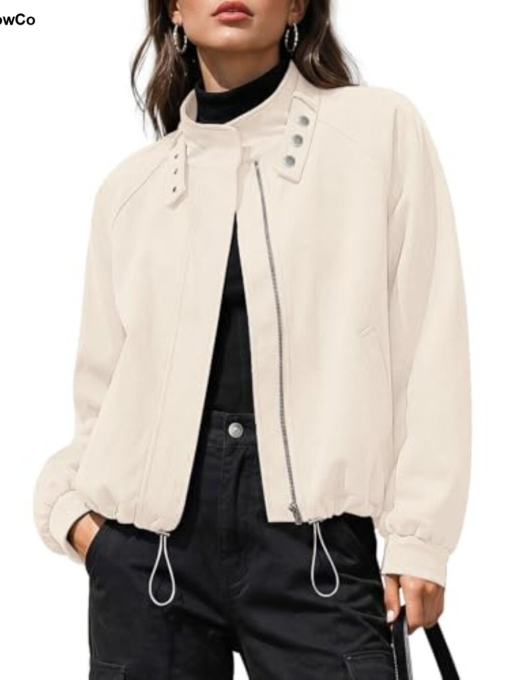 Faux Suede Cropped Bomber Jacket Women Zip Up Stand Collar Shacket